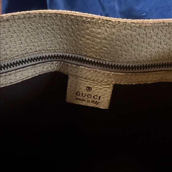 Auth Gucci GG Canvas x Leather Beige x Ivory 124260 214397 Tote Bag NS100248 - Picture 7 of 11